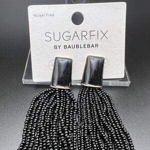 BLACK Beaded Fringe Earrings Sugarfix